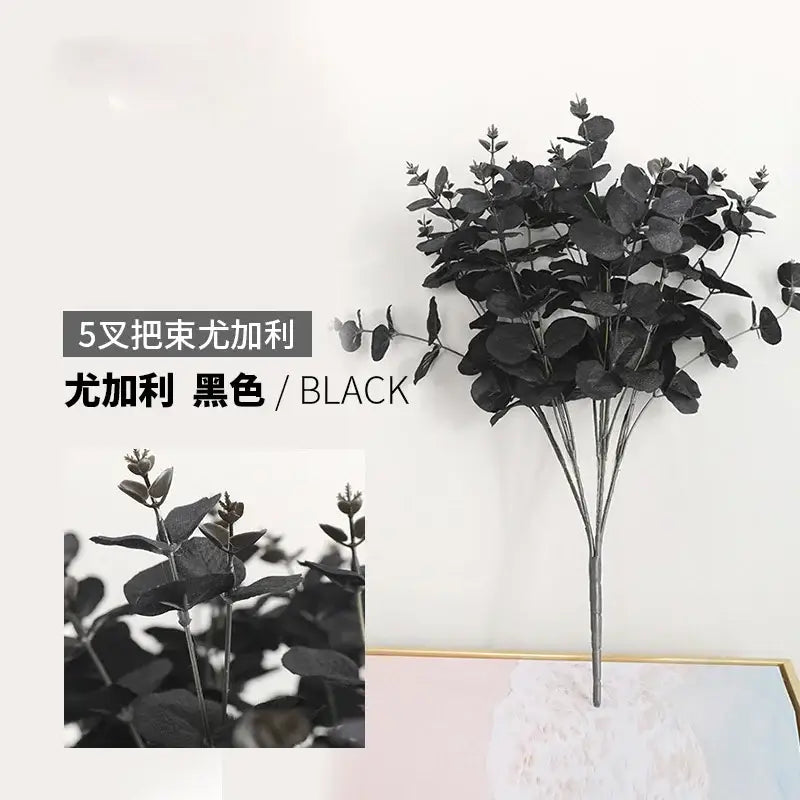 Modern pink eucalyptus flower arrangement living room glass vase