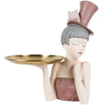 Modern pink & gray woman sculpture tray living room home decor