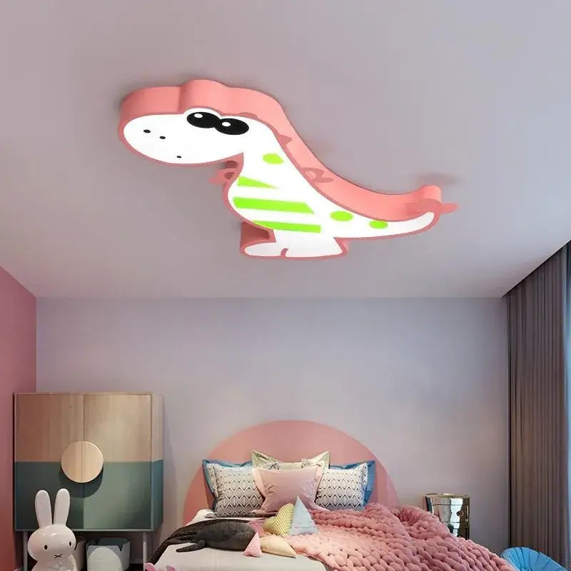 Modern pink & white dino led ceiling lamp children's room