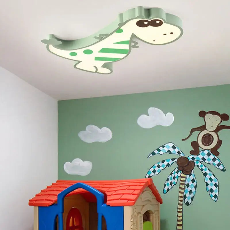 Modern pink & white dino led ceiling lamp children's room