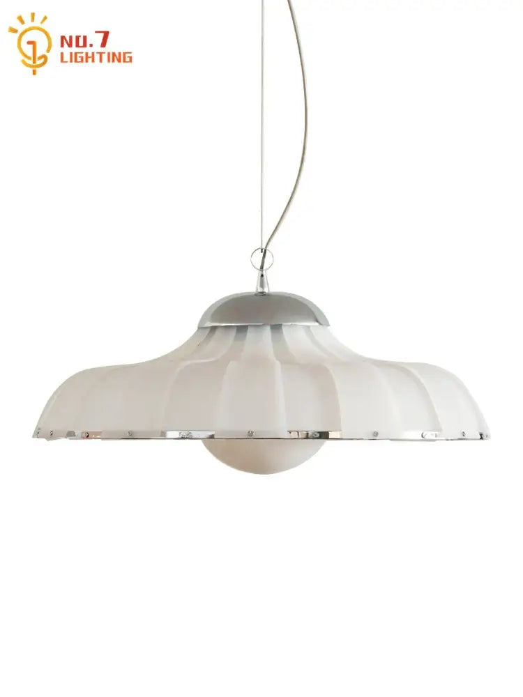 Modern pleated off white double diffuse pendant lights dining room
