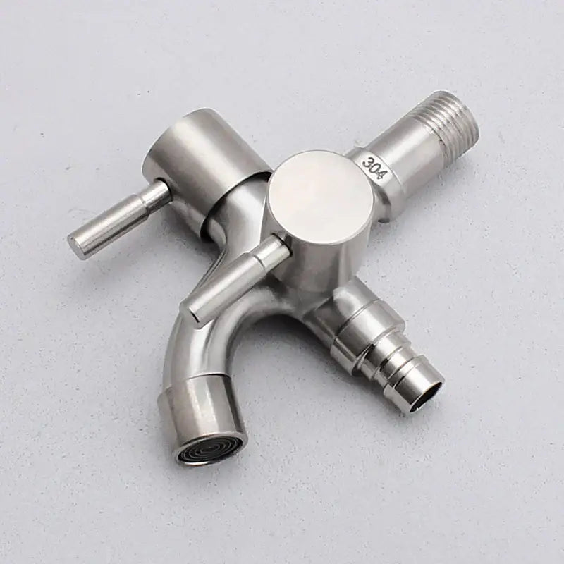 Modern polished stainless steel double faucet wall mount kitchen tap