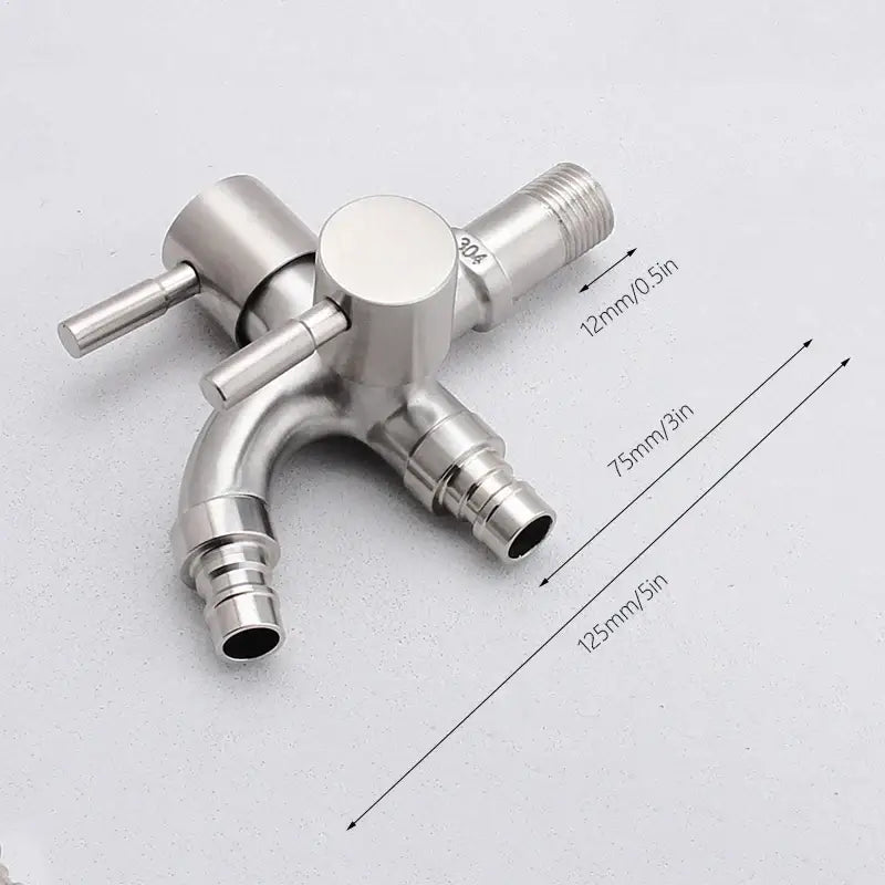 Modern polished stainless steel double faucet wall mount kitchen tap