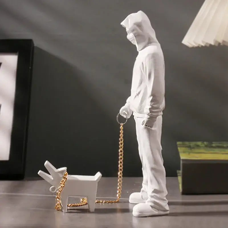 Modern pop art white decorbites dog sculpture living room figurine