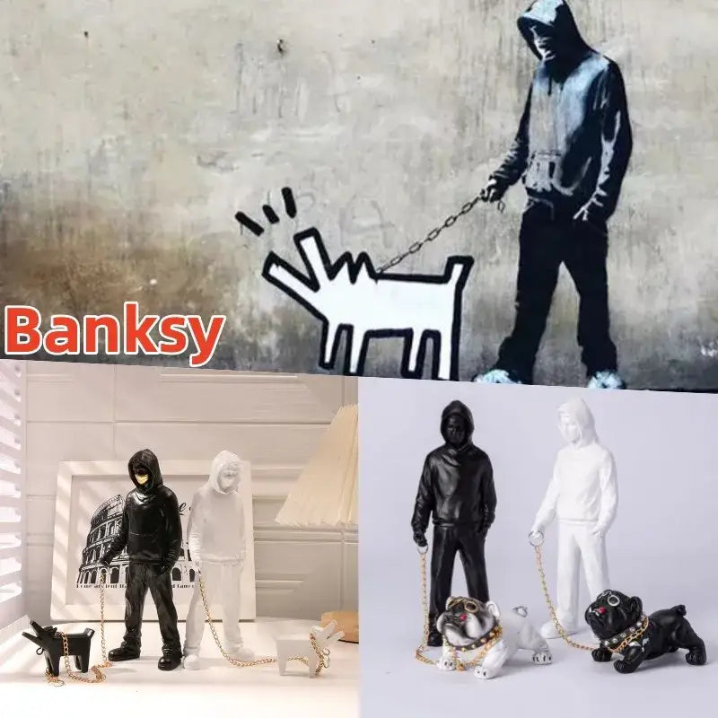 Modern pop art white decorbites dog sculpture living room figurine