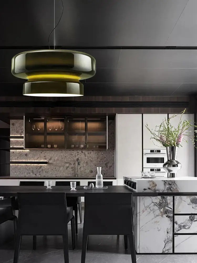 Modern purple & white italian glass pendant light dining room
