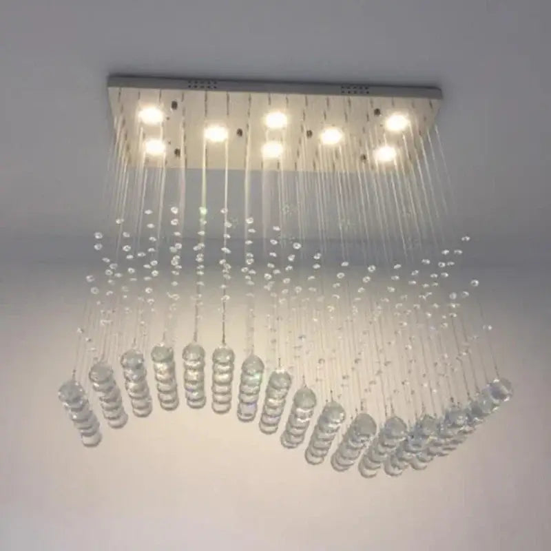 Modern rectangle crystal led chandelier dining room pendant light