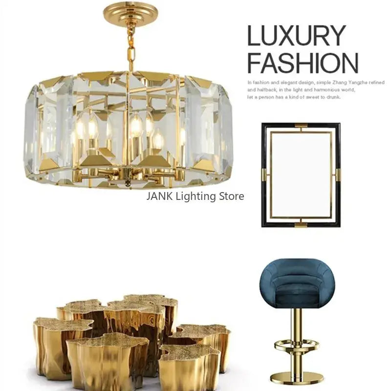 Modern rectangular black crystal chandeliers dining room led light