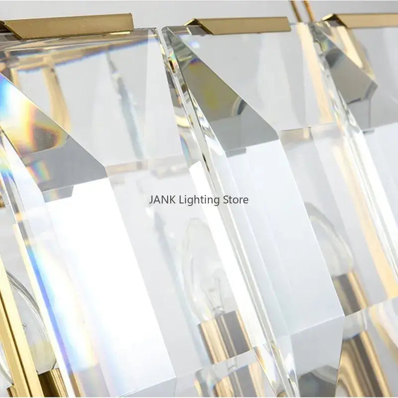Modern rectangular black crystal chandeliers dining room led light