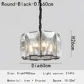 Modern rectangular black crystal chandeliers dining room led light
