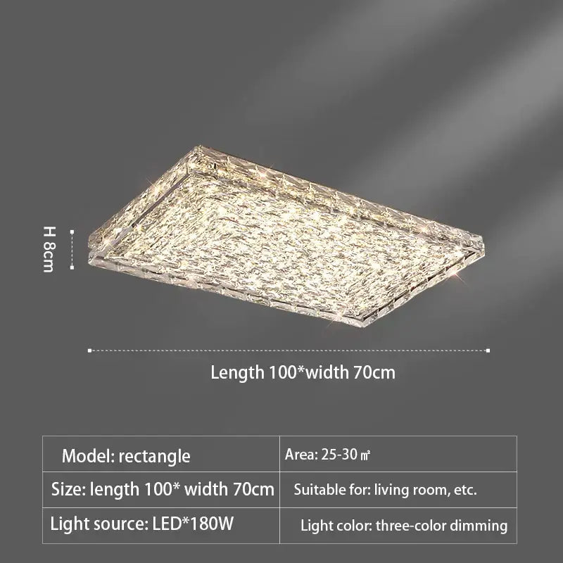 Modern rectangular crystal led ceiling chandelier living room light