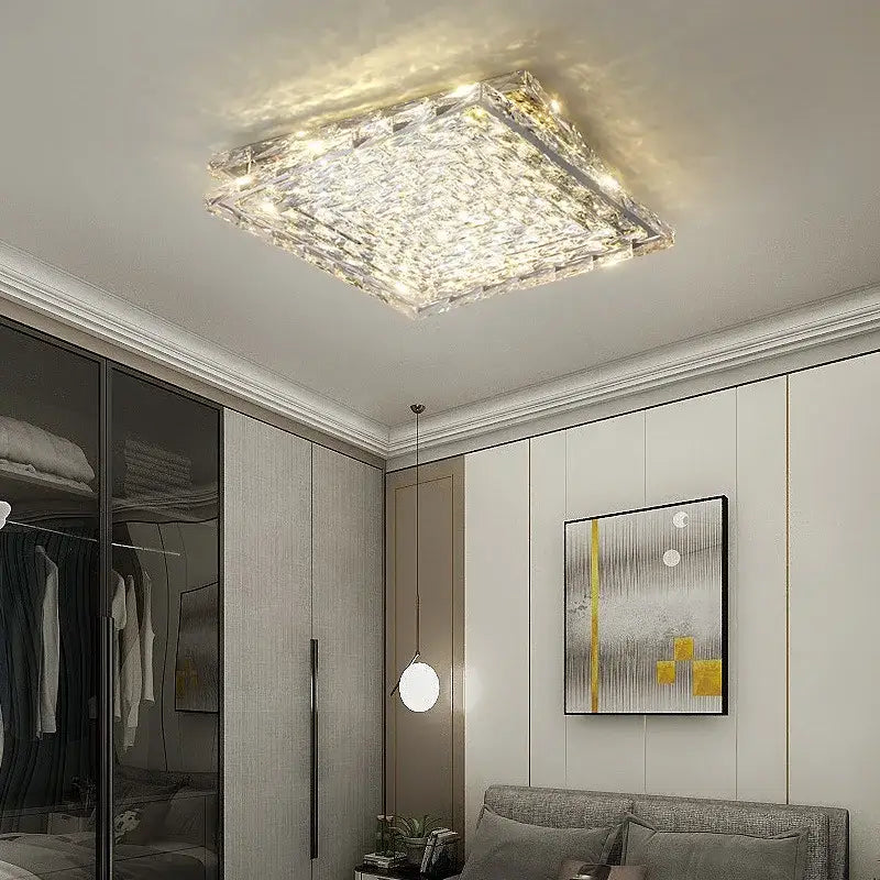Modern rectangular crystal led ceiling chandelier living room light
