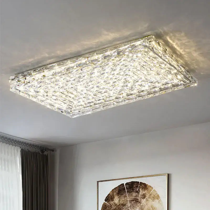 Modern rectangular crystal led ceiling chandelier living room light