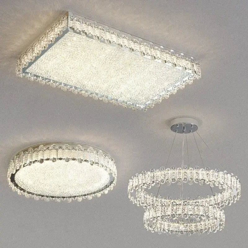 Modern rectangular crystal led ceiling lighting fixture dining room