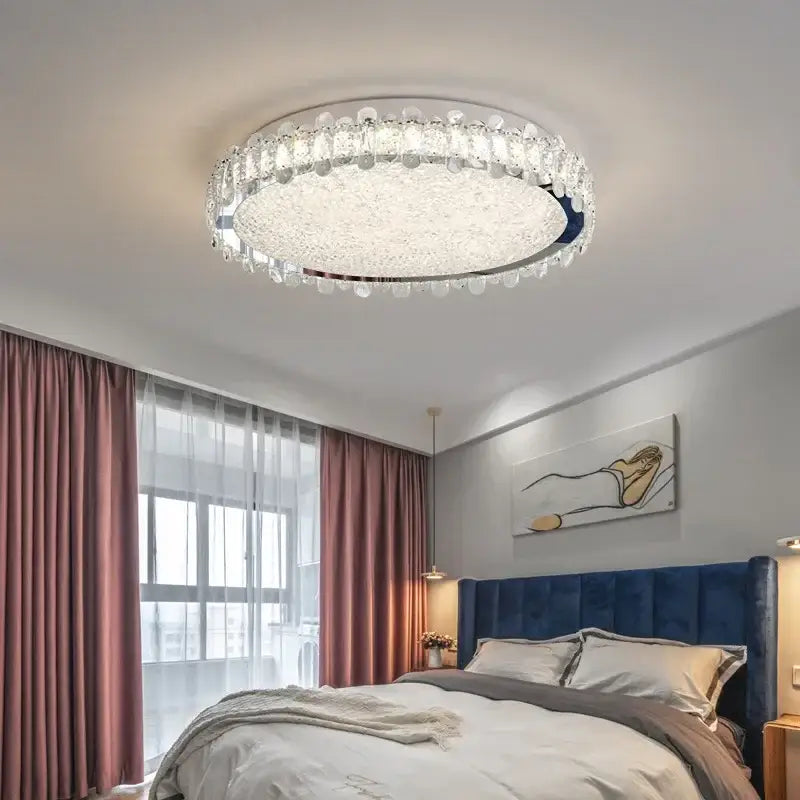 Modern rectangular crystal led ceiling lighting fixture dining room