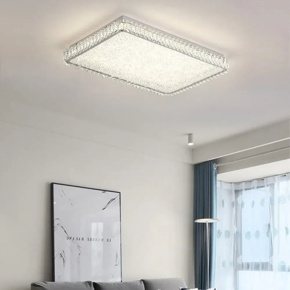 Modern rectangular crystal led ceiling lighting fixture dining room