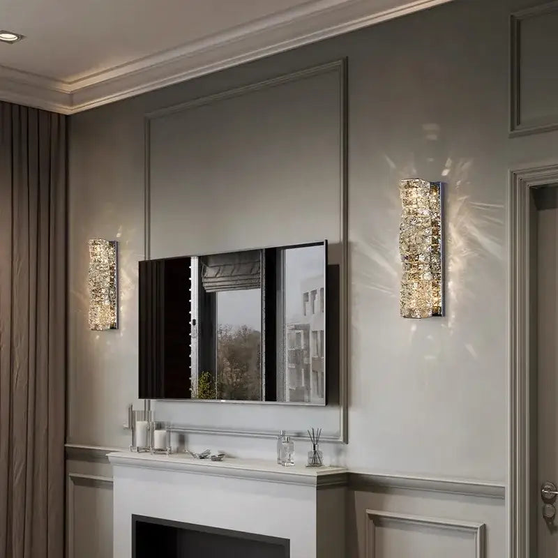 Modern rectangular crystal wall sconce – bedroom led light fixture