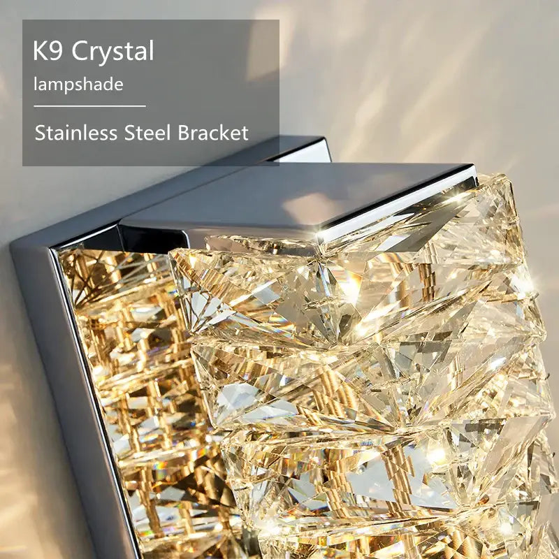 Modern rectangular crystal wall sconce bedroom led light