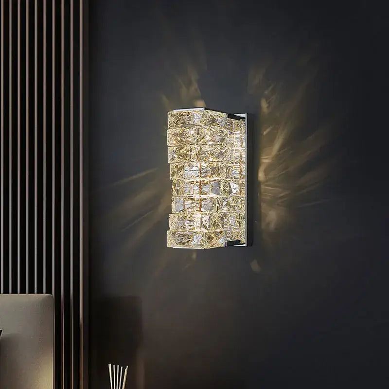 Modern rectangular crystal wall sconce bedroom led light