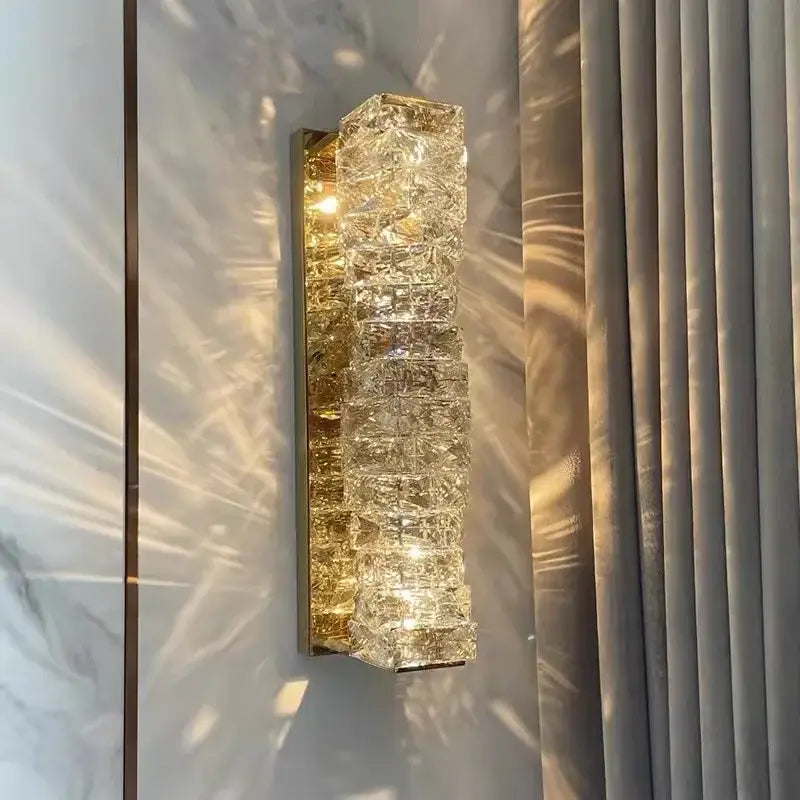 Modern rectangular crystal wall sconce bedroom led light