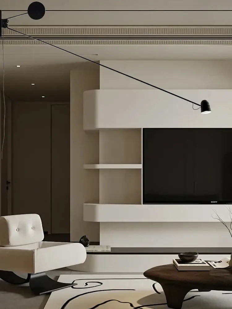 Modern red & black swing arm led wall sconce bedroom light