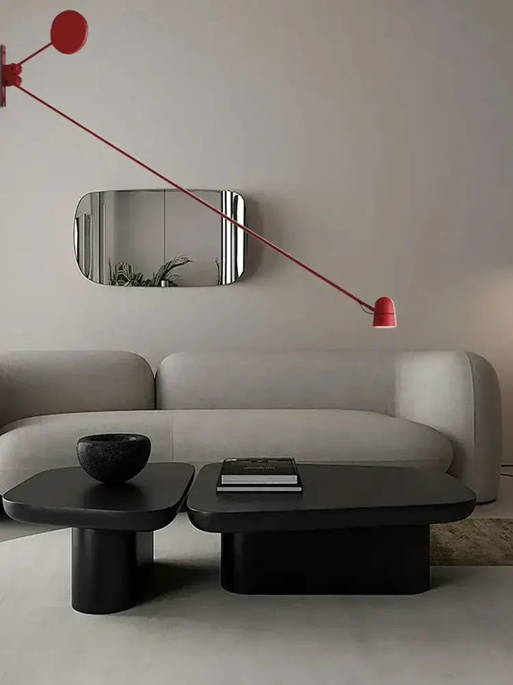 Modern red & black swing arm led wall sconce bedroom light
