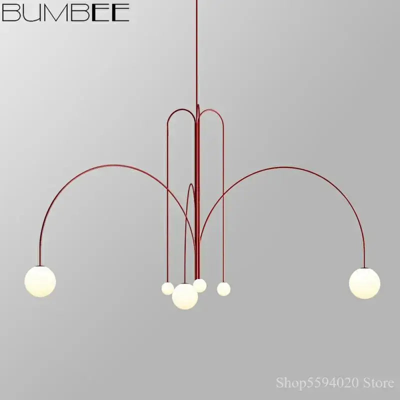 Modern red decorbites designer line chandelier living room globe light