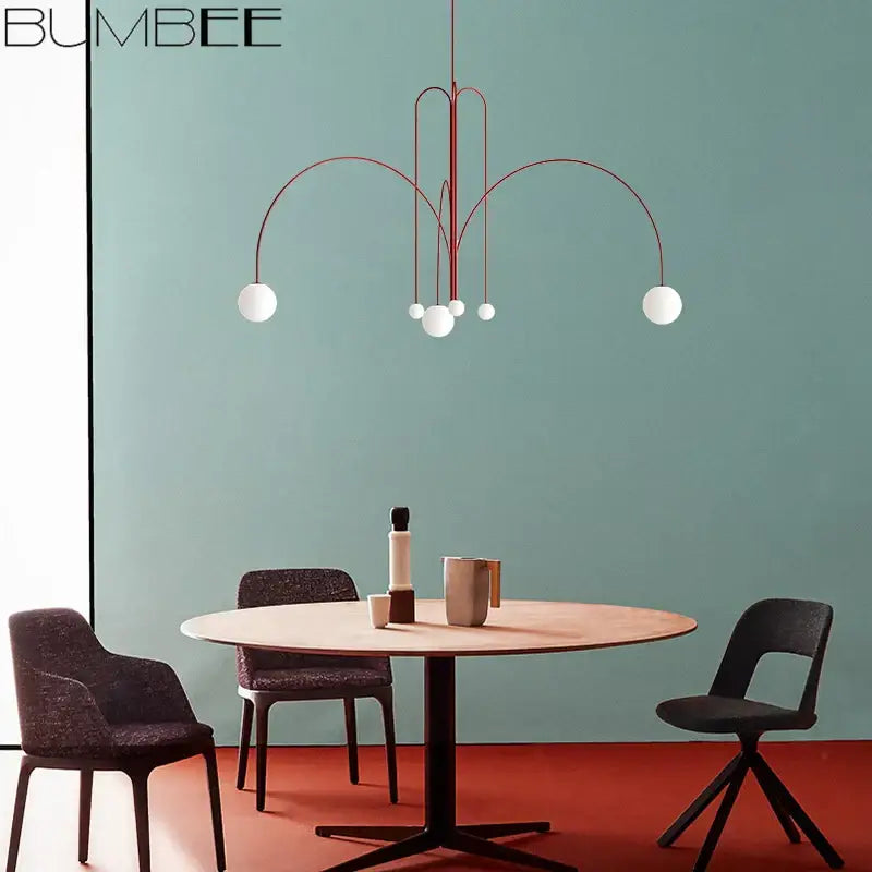 Modern red decorbites designer line chandelier living room globe light