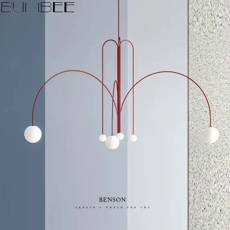 Modern red decorbites designer line chandelier living room globe light