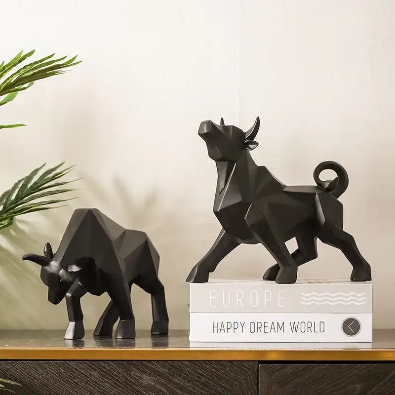 Modern red decorbites geometric bison sculpture living room decor