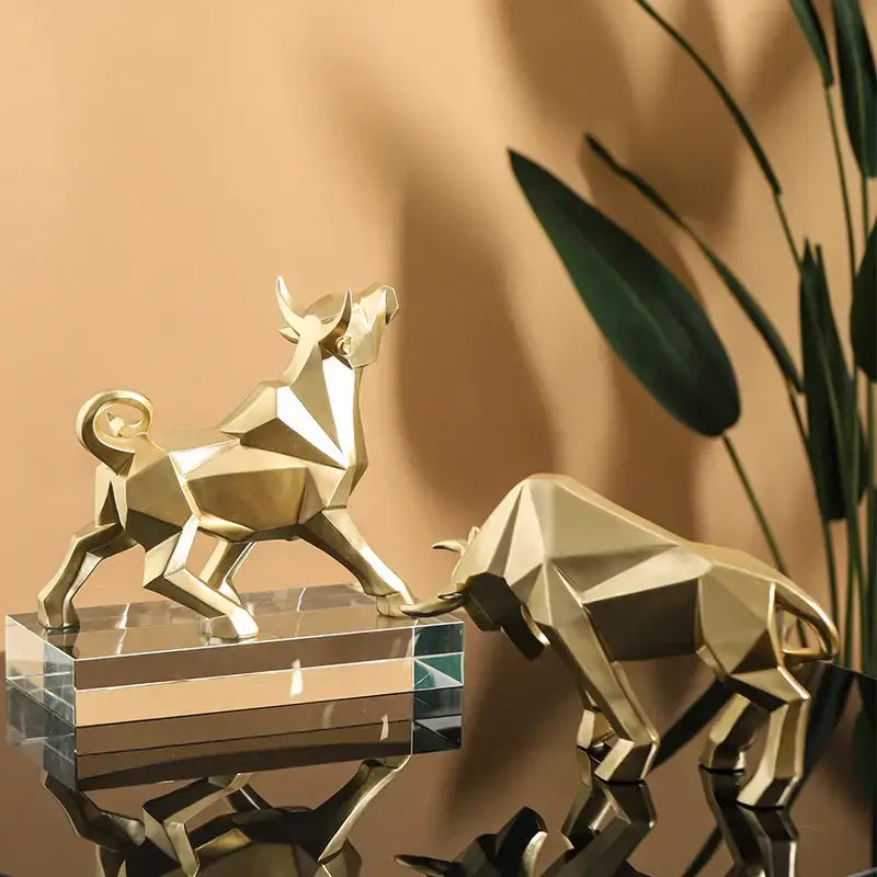 Modern red decorbites geometric bison sculpture living room decor