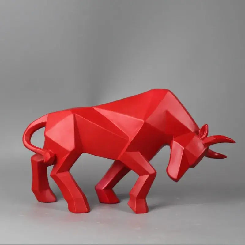 Modern red decorbites geometric bull sculpture living room ornament