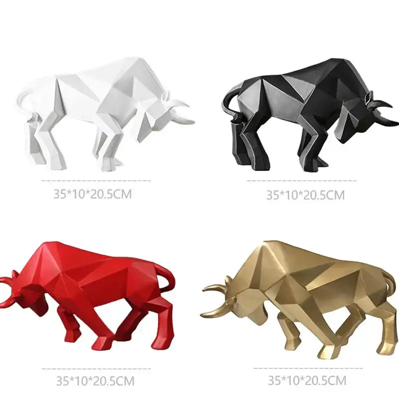 Modern red decorbites geometric bull sculpture living room ornament
