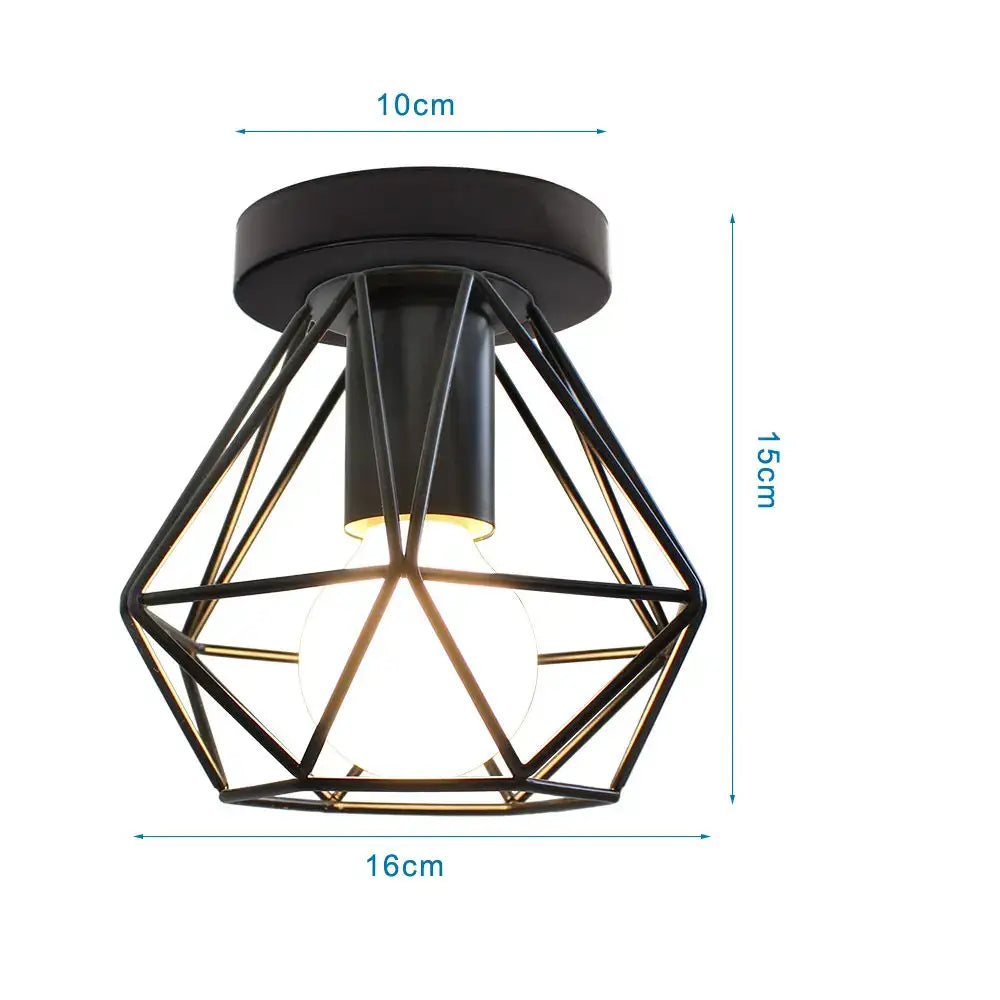 Modern retro black iron cage ceiling light for kitchen lighting