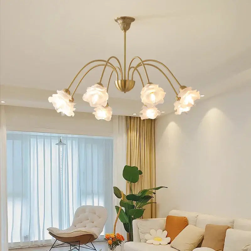 Modern retro gold decorbites elegant flower chandelier dining room