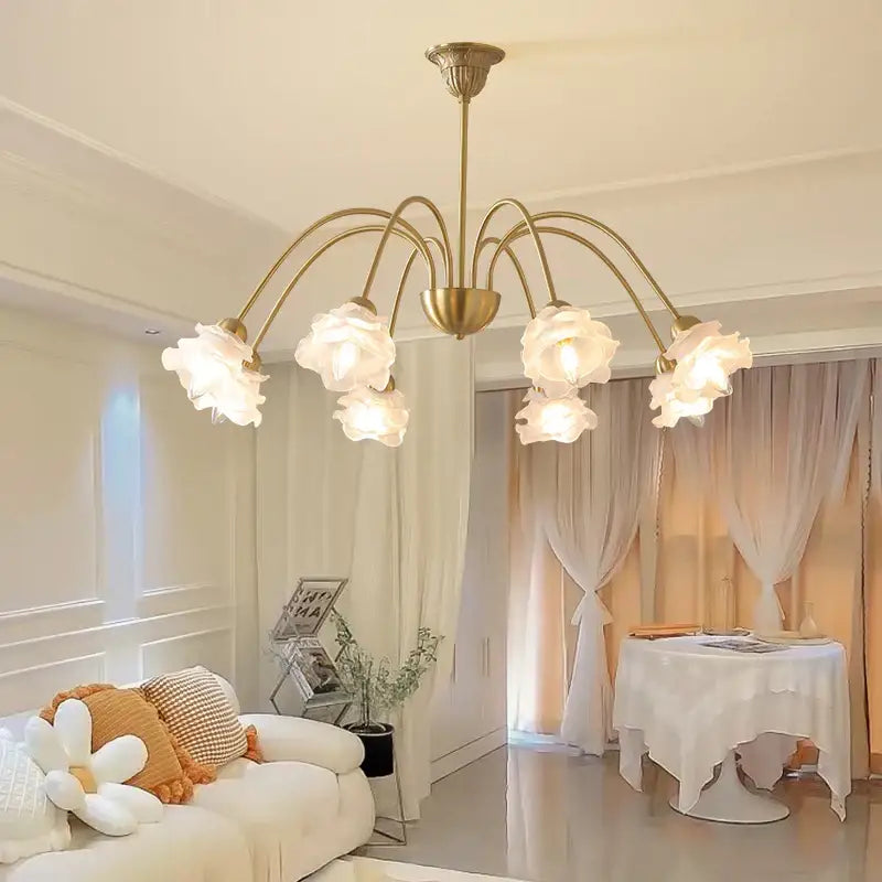 Modern retro gold decorbites elegant flower chandelier dining room