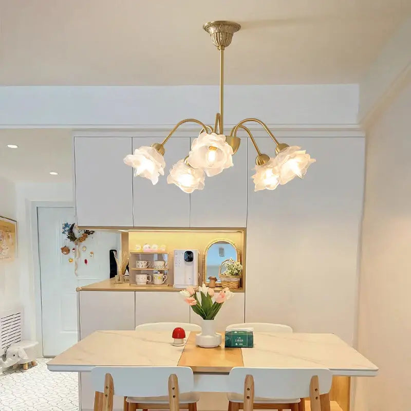 Modern retro gold decorbites elegant flower chandelier dining room