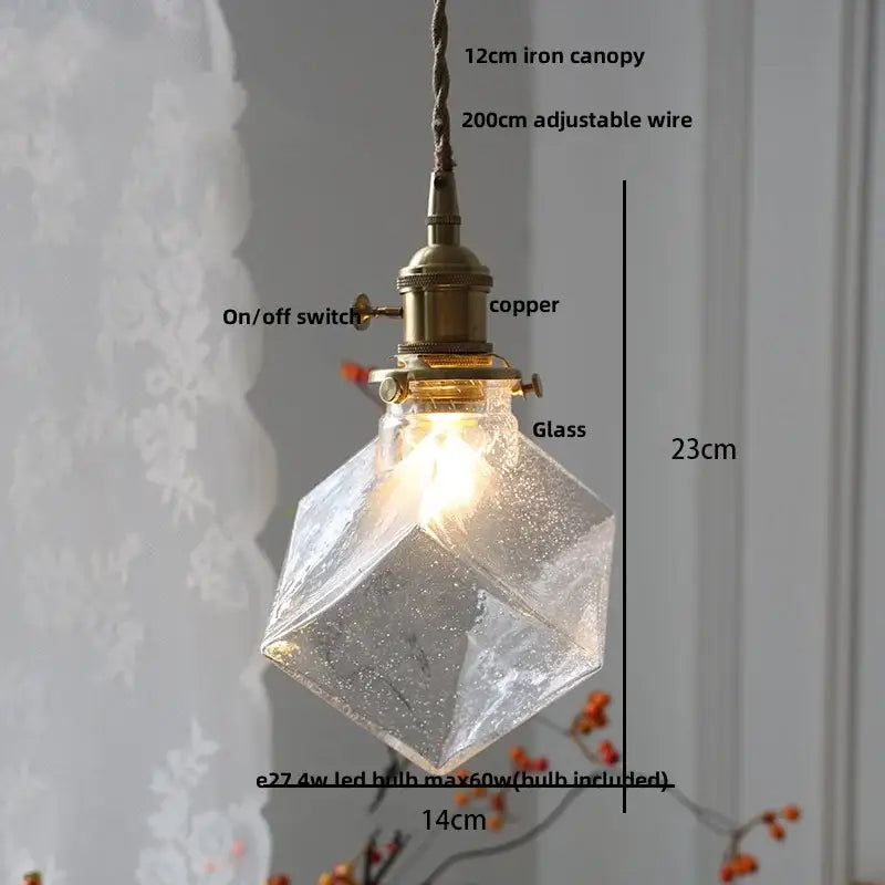 Modern ribbed clear glass pendant light kitchen brass fixture