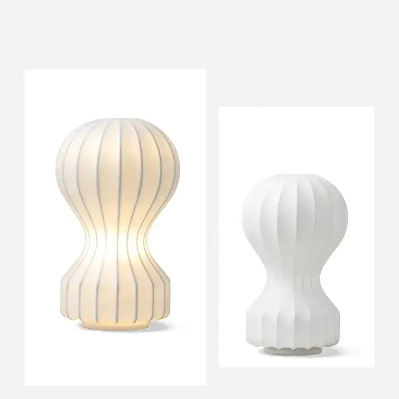 Modern ribbed white ceramic table lamp bedroom light