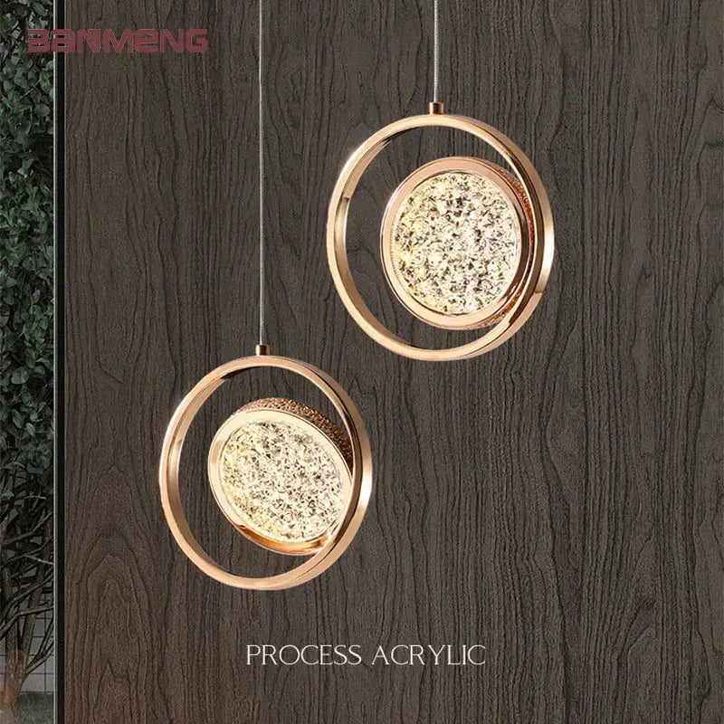 Modern rose gold acrylic led chandelier dining room pendant light