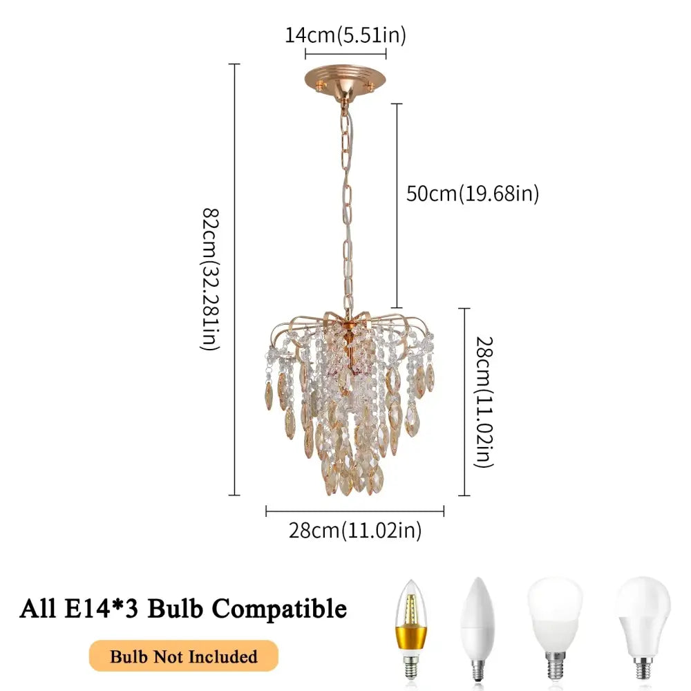 Modern rose gold and amber crystal led pendant light living room