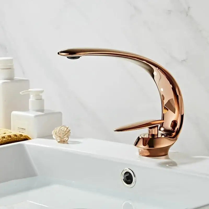 Modern rose gold & black brass basin faucet bathroom mixer tap