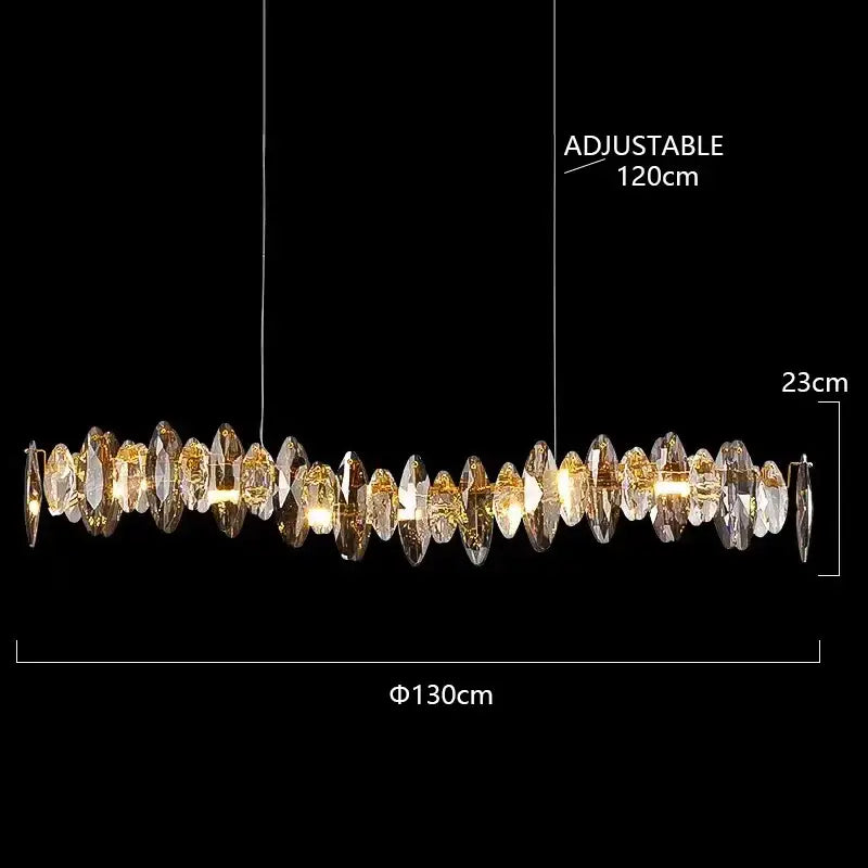 Modern rose gold crystal dimmable led pendant lights dining room