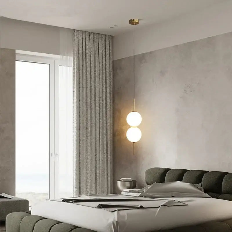 Modern sage green glass ball led pendant lamps for living room