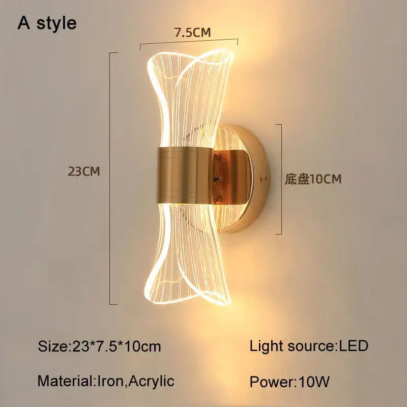 Modern sculptural decorbites gold nordic acrylic wall lights bedroom