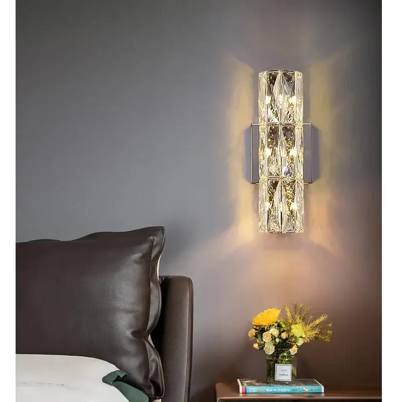 Modern segmented crystal wall lamp living room warm led light