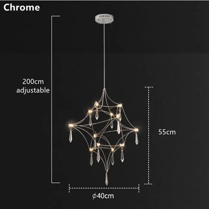 Modern silver and golden lustre crystal chandelier for living room
