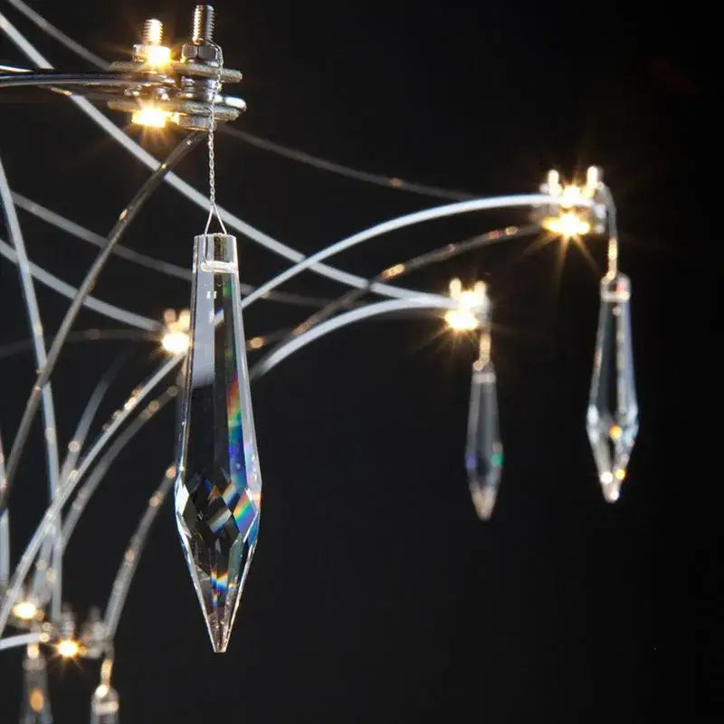 Modern silver and golden lustre crystal chandelier for living room