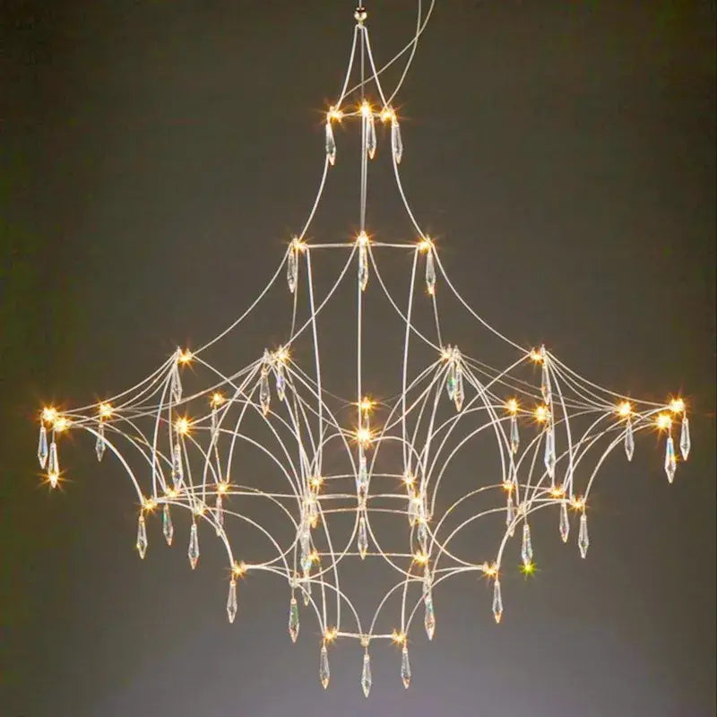 Modern silver and golden lustre crystal chandelier for living room