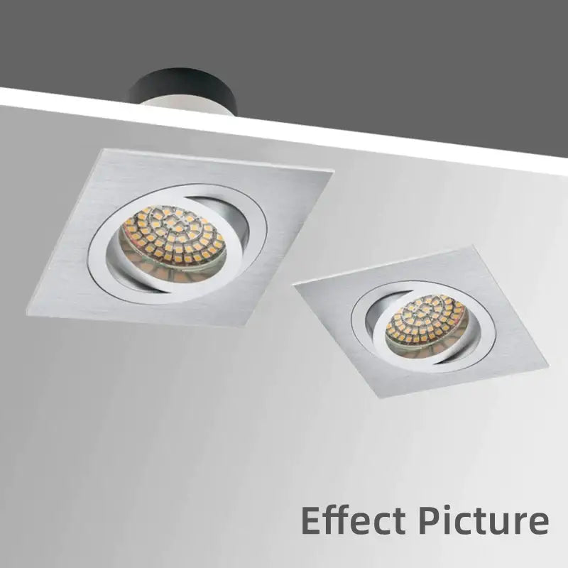 Modern silver & chrome square ceiling downlight frame living room
